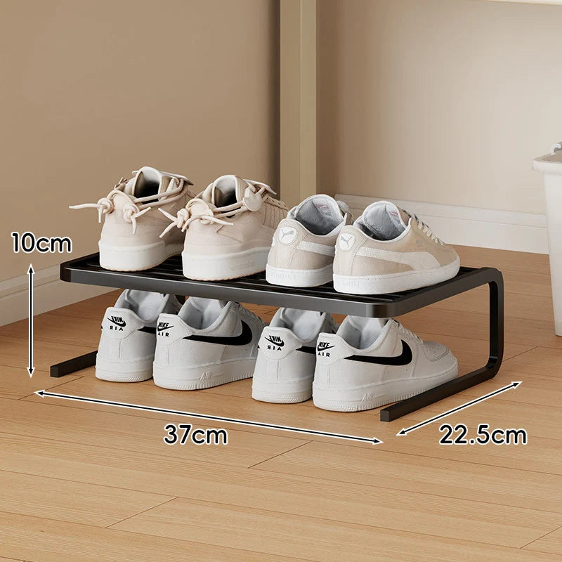 Shoe Organizer Two-Tier Powder-Coated Steel Non-Slip Feet