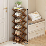 Shoe Rack Bamboo Foldable Tiered Storage No Assembly Required