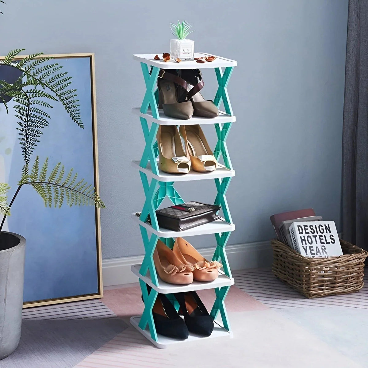 Shoe Rack Foldable Space-Saving Multi-Purpose Storage No Assembly Required