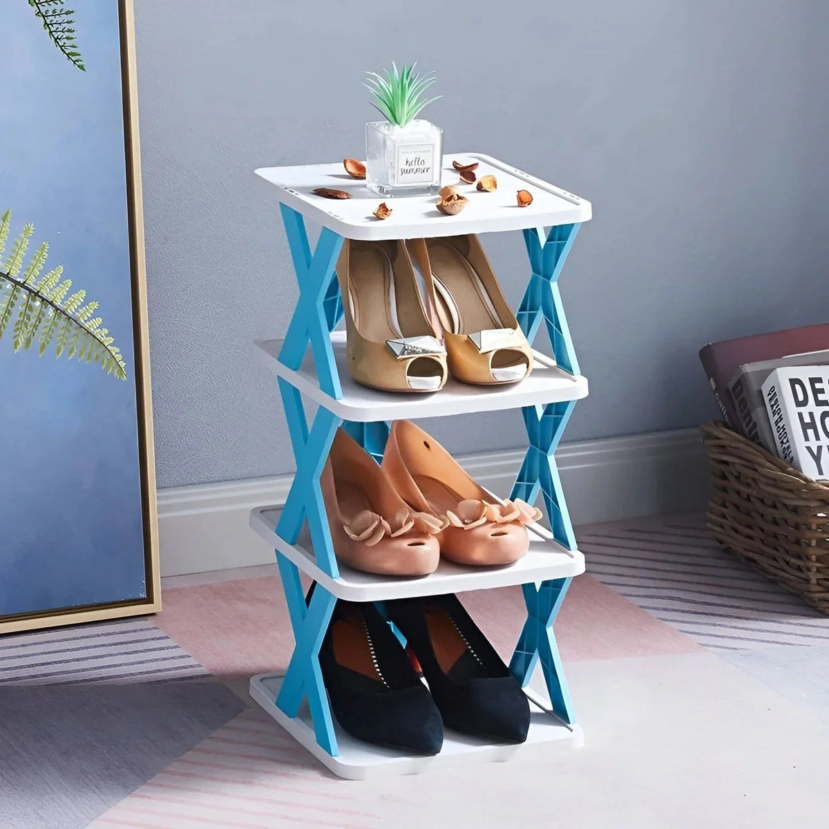 Shoe Rack Foldable Space-Saving Multi-Purpose Storage No Assembly Required