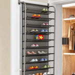 Shoe Rack Organizer 10-Tier Metal Mesh Over-Door & Wall-Mounted