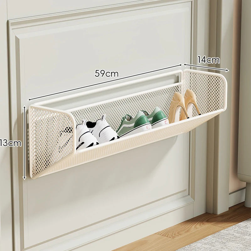 Shoe Rack Wall-Mounted Fold-Down Ventilated Metal Mesh