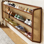 Shoe Rack Wall-Mounted Fold-Down Ventilated Metal Mesh