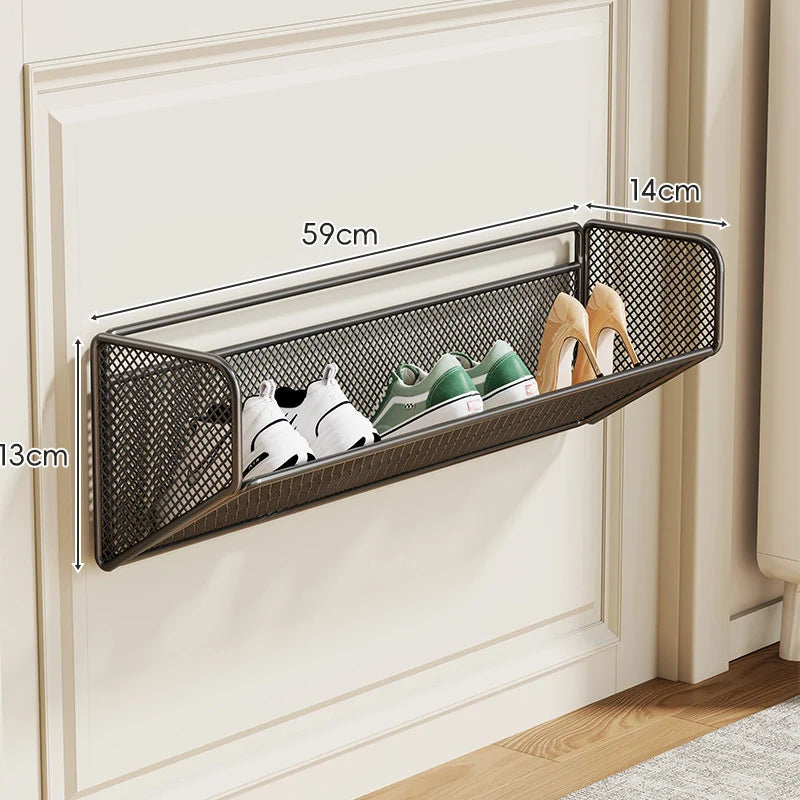 Shoe Rack Wall-Mounted Fold-Down Ventilated Steel Mesh