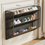 Shoe Rack Wall-Mounted Fold-Down Ventilated Steel Mesh