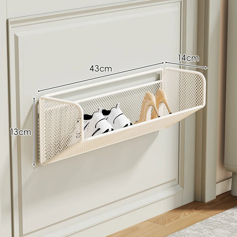 Shoe Rack Wall-Mounted Fold-Down Ventilated Steel Mesh