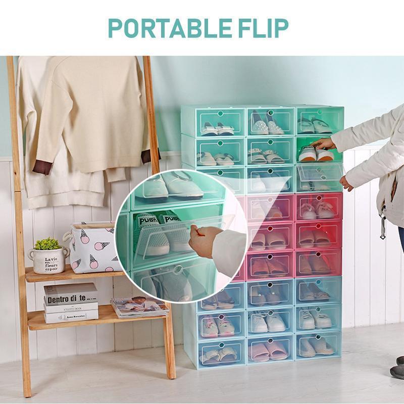 Shoe Storage Box Clear Drop-Front Stackable