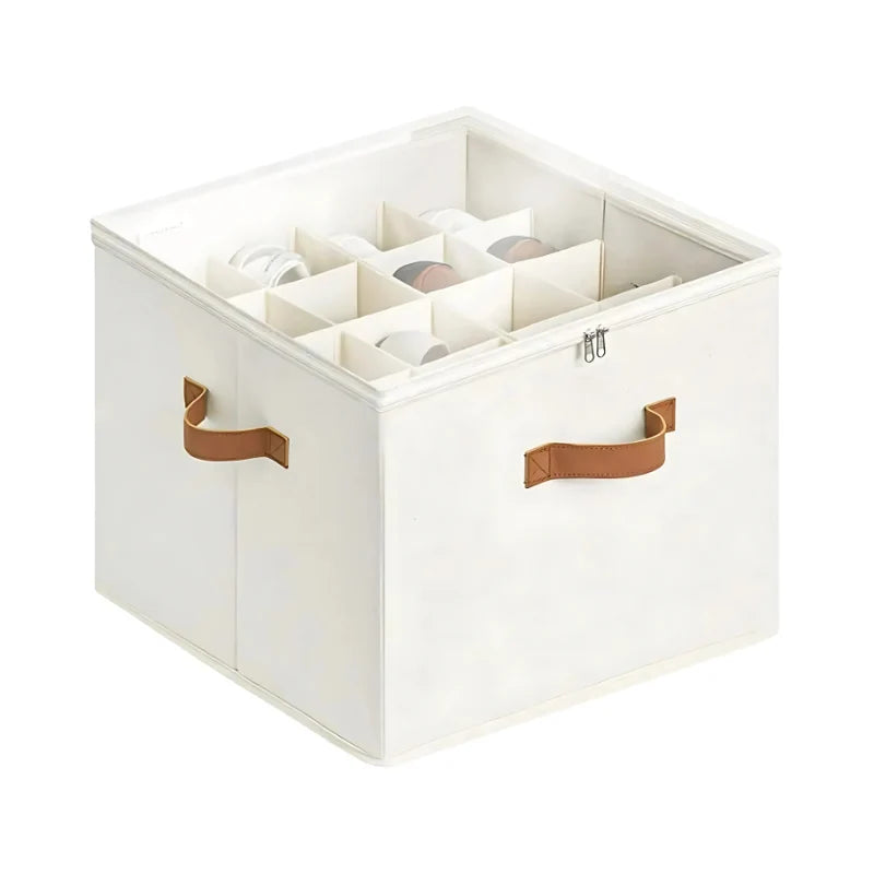 Shoe Storage Box Clear Lid Adjustable Compartments 16-Pair Capacity