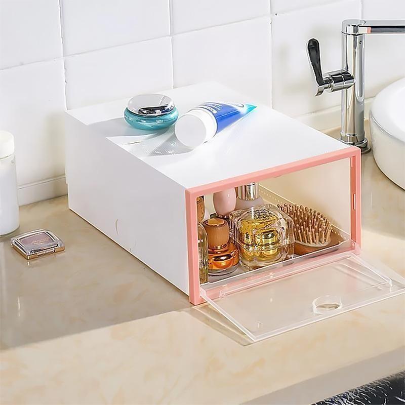 Shoe Storage Box Clear Stackable 120° Folding Door