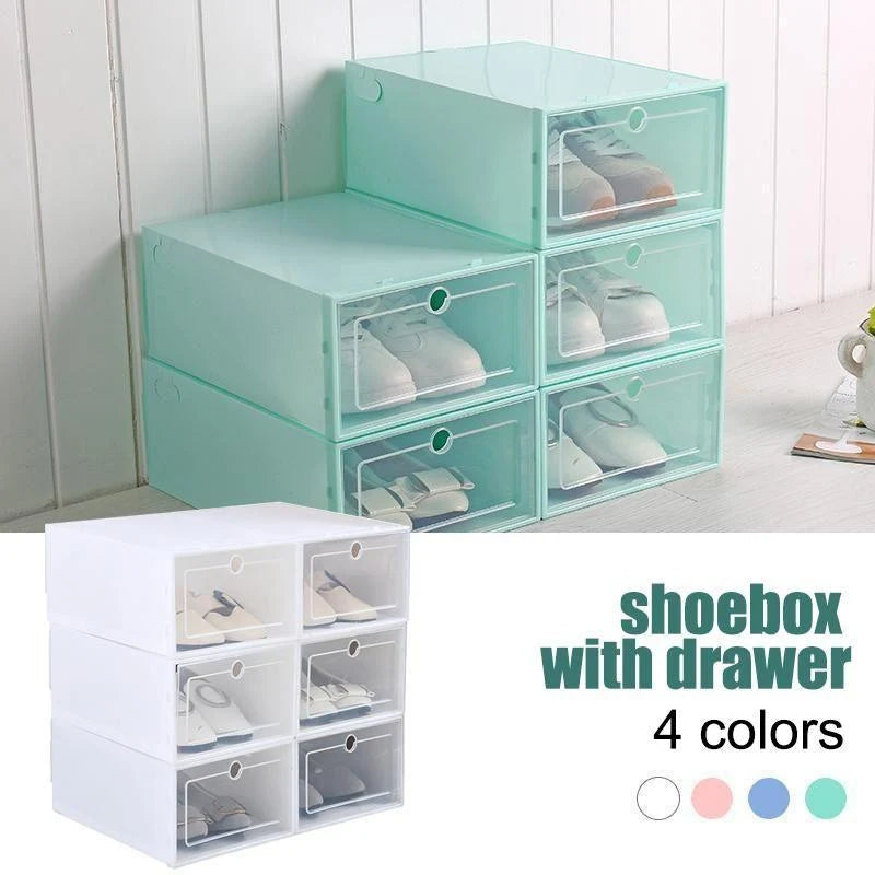 Shoe Storage Box Clear Stackable 120° Folding Door