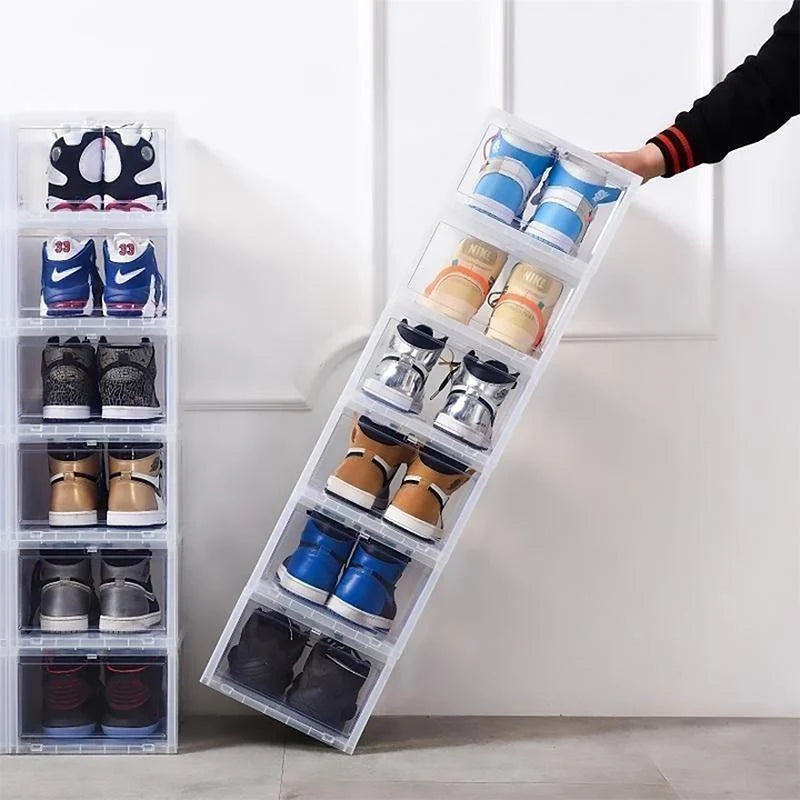 Shoe Storage Box Clear Stackable 120° Folding Door