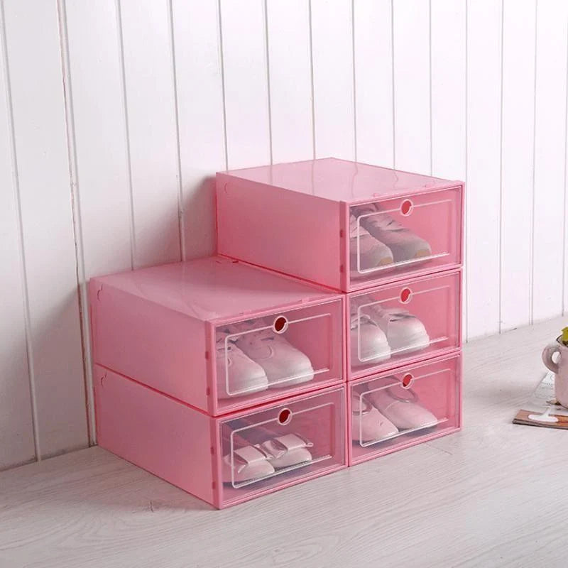 Shoe Storage Box Clear Stackable 120° Folding Door