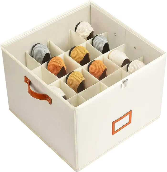 Shoe Storage Box Collapsible 16 Compartments Dust-Resistant Clear Lid