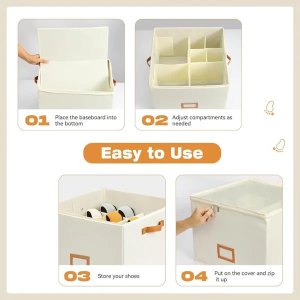 Shoe Storage Box Collapsible 16 Compartments Dust-Resistant Clear Lid