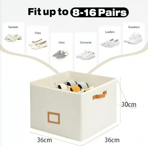 Shoe Storage Box Collapsible 16 Compartments Dust-Resistant Clear Lid