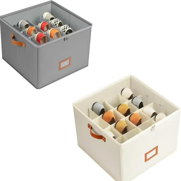 Shoe Storage Box Collapsible 16 Compartments Dust-Resistant Clear Lid