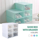 Shoe Storage Box Drop-Front Stackable Clear