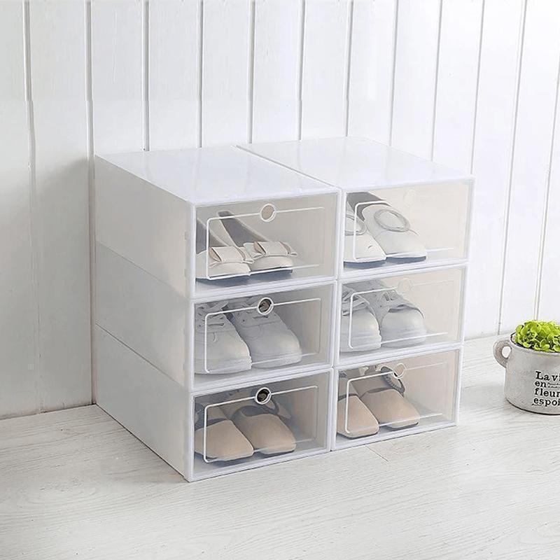 Shoe Storage Box Drop-Front Stackable Clear