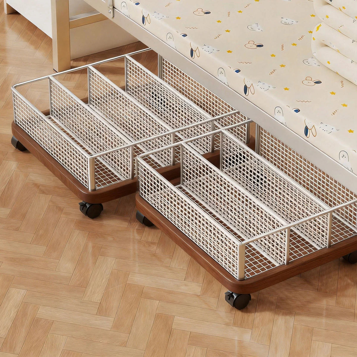 Shoe Storage Organizer Under-Bed Ventilated Mesh Divided Compartments