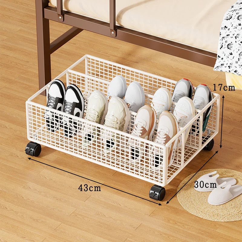 Shoe Storage Organizer Under-Bed Ventilated Mesh Divided Compartments
