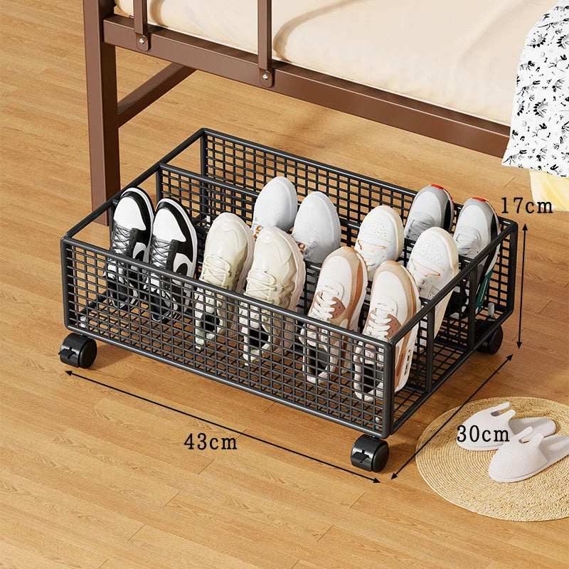Shoe Storage Organizer Under-Bed Ventilated Mesh Divided Compartments