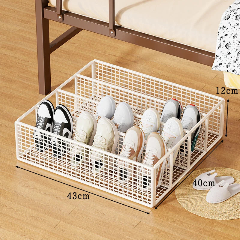 Shoe Storage Organizer Under-Bed Ventilated Mesh Divided Compartments