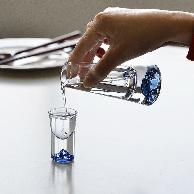 Shot Glass Set Lead-Free Mountain Design With Pourer