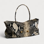 Shoulder Bag Crocodile-Texture Vegan Leather Spacious Interior