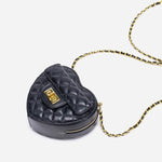 Shoulder Bag Heart-Shaped Quilted Adjustable Chain Strap Crossbody Style