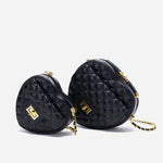 Shoulder Bag Heart-Shaped Quilted Adjustable Chain Strap Crossbody Style