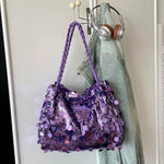 Shoulder Bag Sequin Finish Braided Strap
