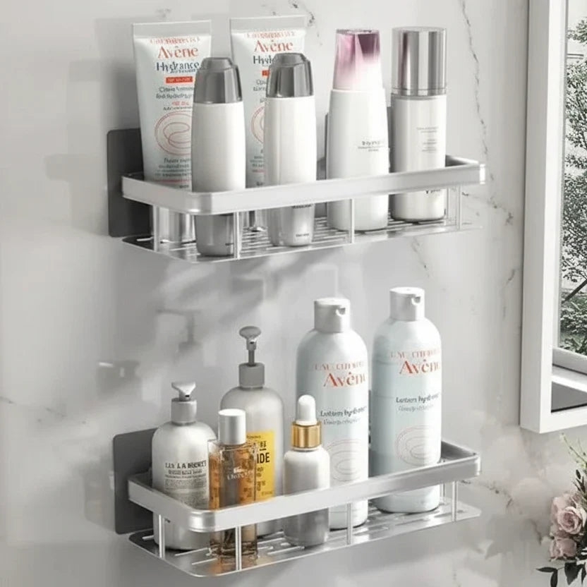 Shower Caddy No-Drill Adhesive Mount Stainless Steel Rust-Resistant Drainage Slats