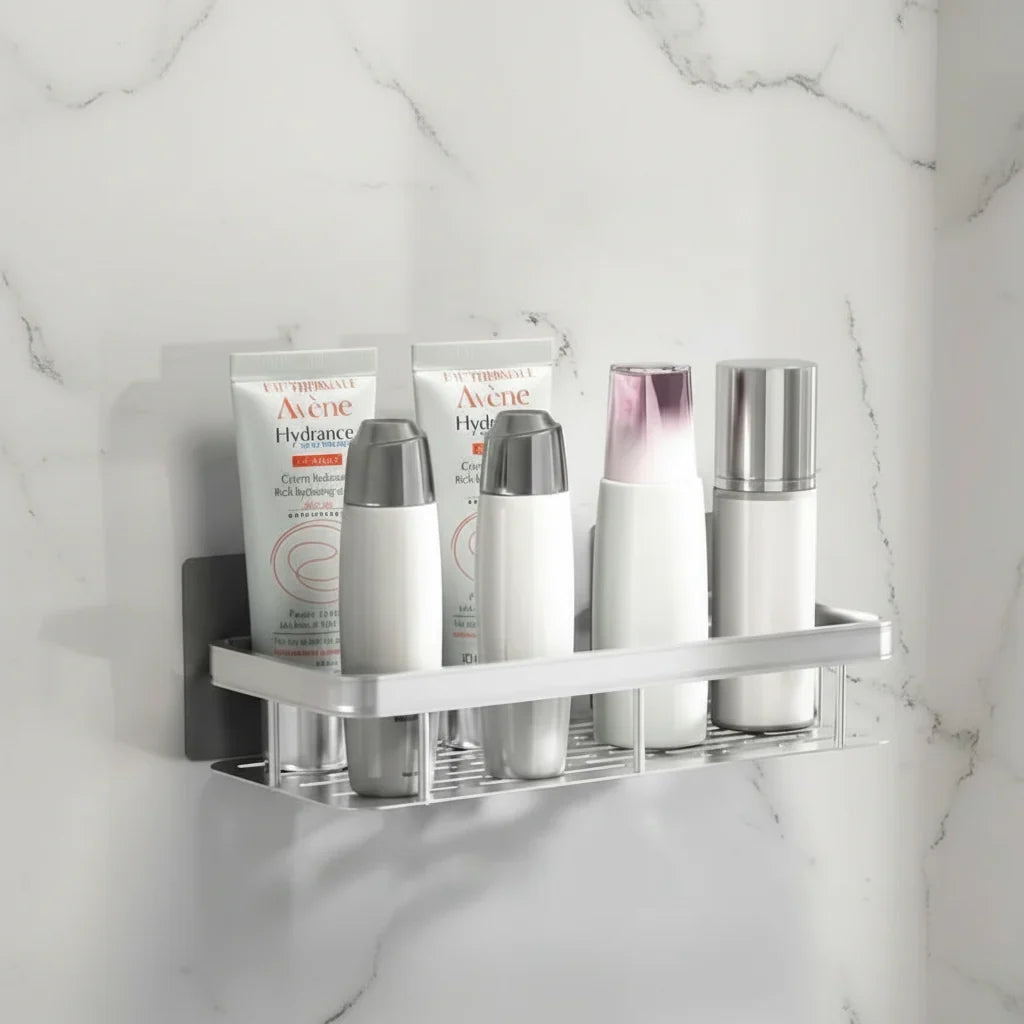 Shower Caddy No-Drill Adhesive Mount Stainless Steel Rust-Resistant Drainage Slats