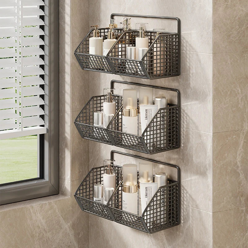 Shower Caddy Wall-Mounted Wire Mesh Drainage Baskets