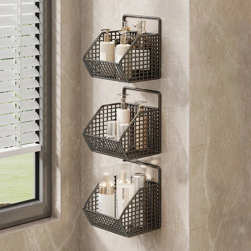 Shower Caddy Wall-Mounted Wire Mesh Drainage Baskets