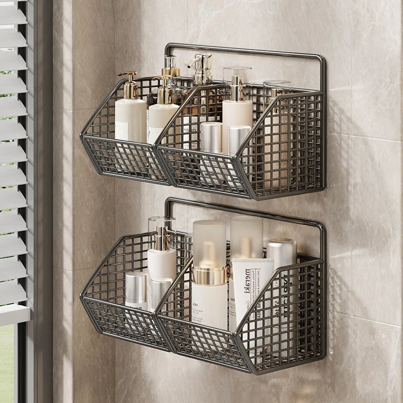 Shower Caddy Wall-Mounted Wire Mesh Drainage Baskets