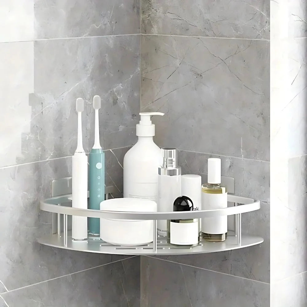 Shower Corner Shelf Aluminum No-Drill Open Drainage
