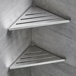 Shower Corner Shelf Screw-Mounted Stainless Steel Open-Bottom Drainage