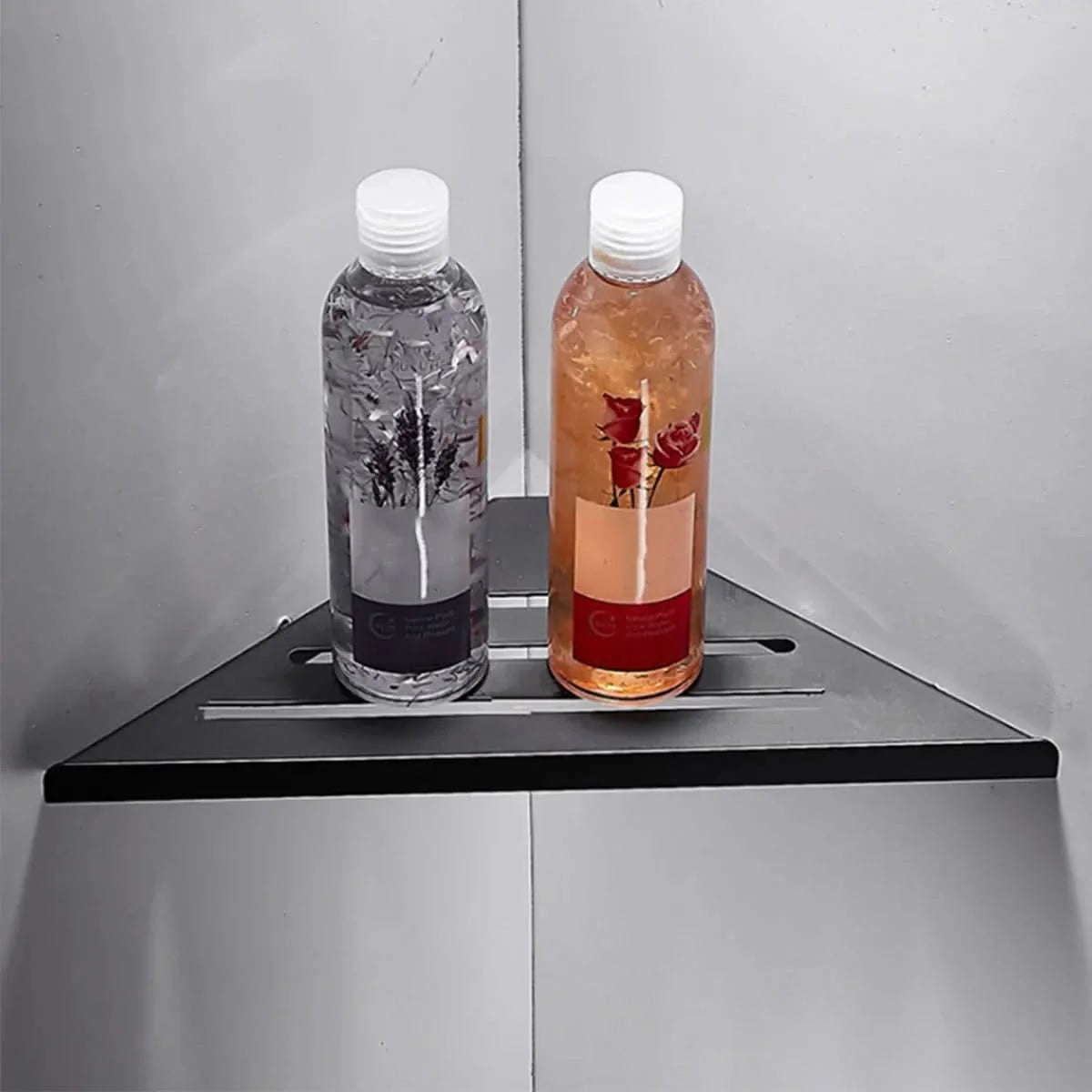 Shower Corner Shelf Screw-Mounted Stainless Steel Open-Bottom Drainage