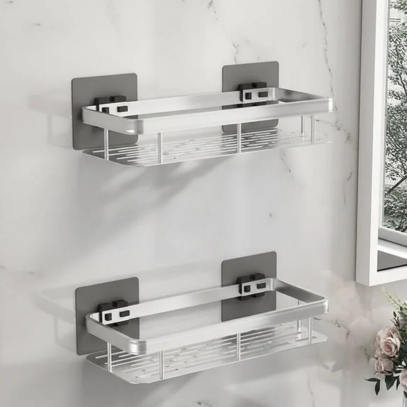 Shower Shelf Stainless Steel No-Drill Adhesive Mount