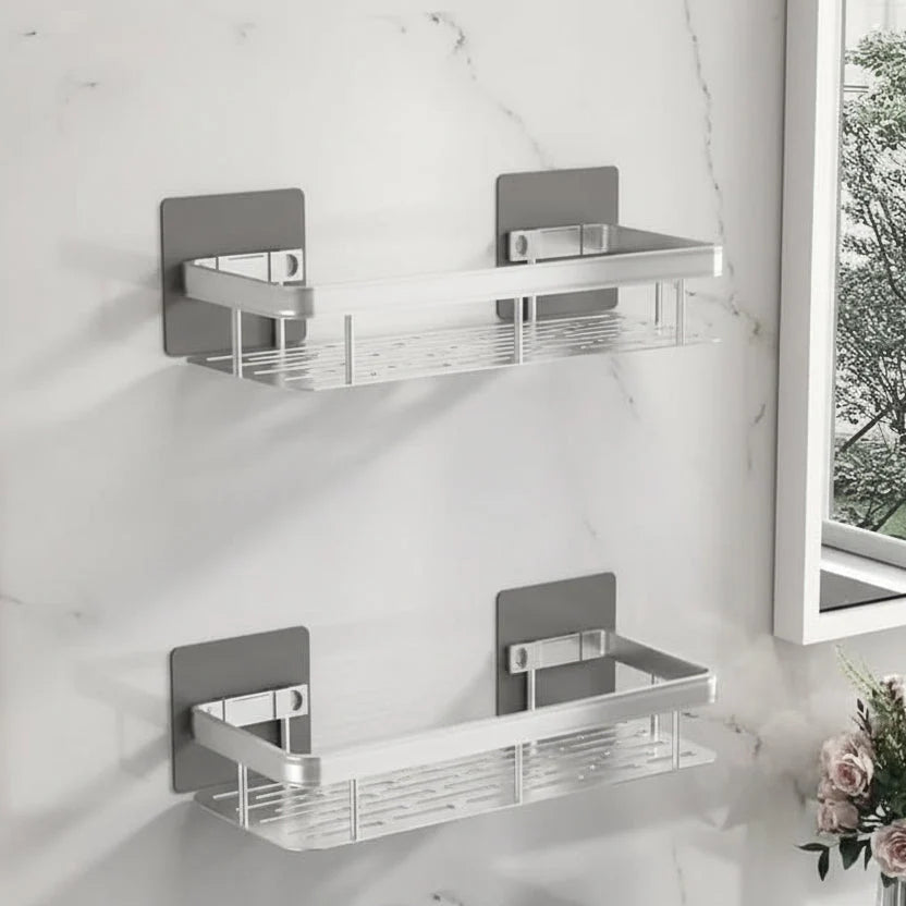 Shower Shelf Stainless Steel No-Drill Adhesive Mount