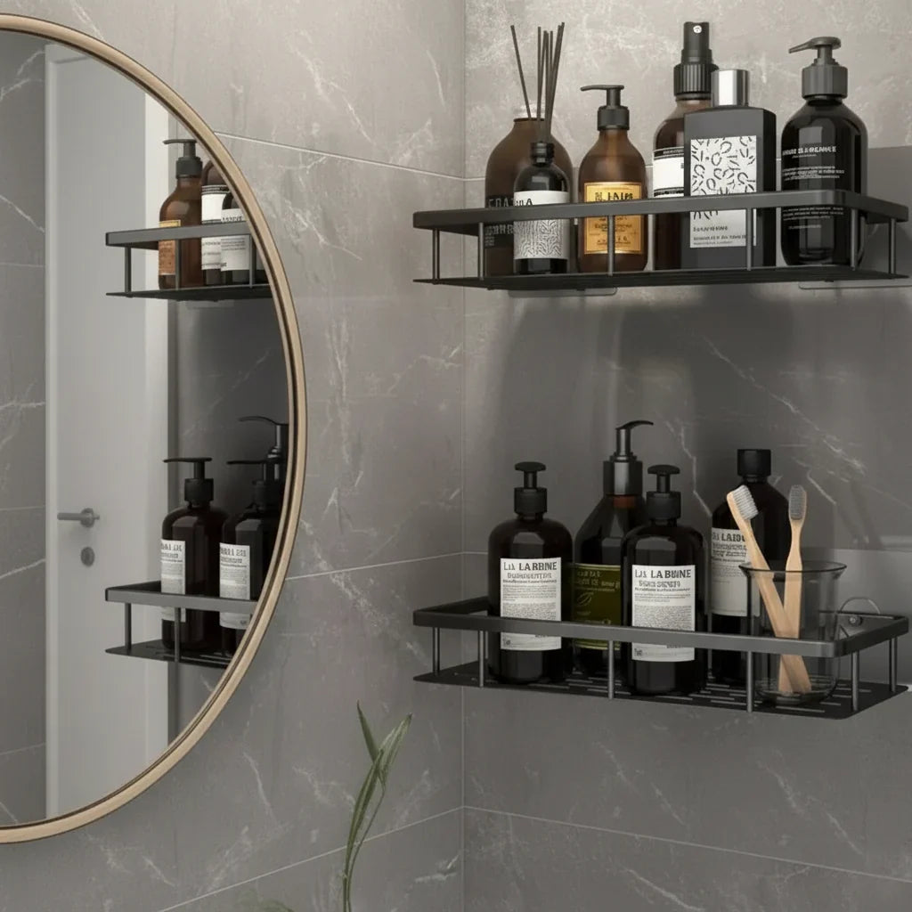 Shower Shelf Stainless Steel No-Drill Adhesive Mount