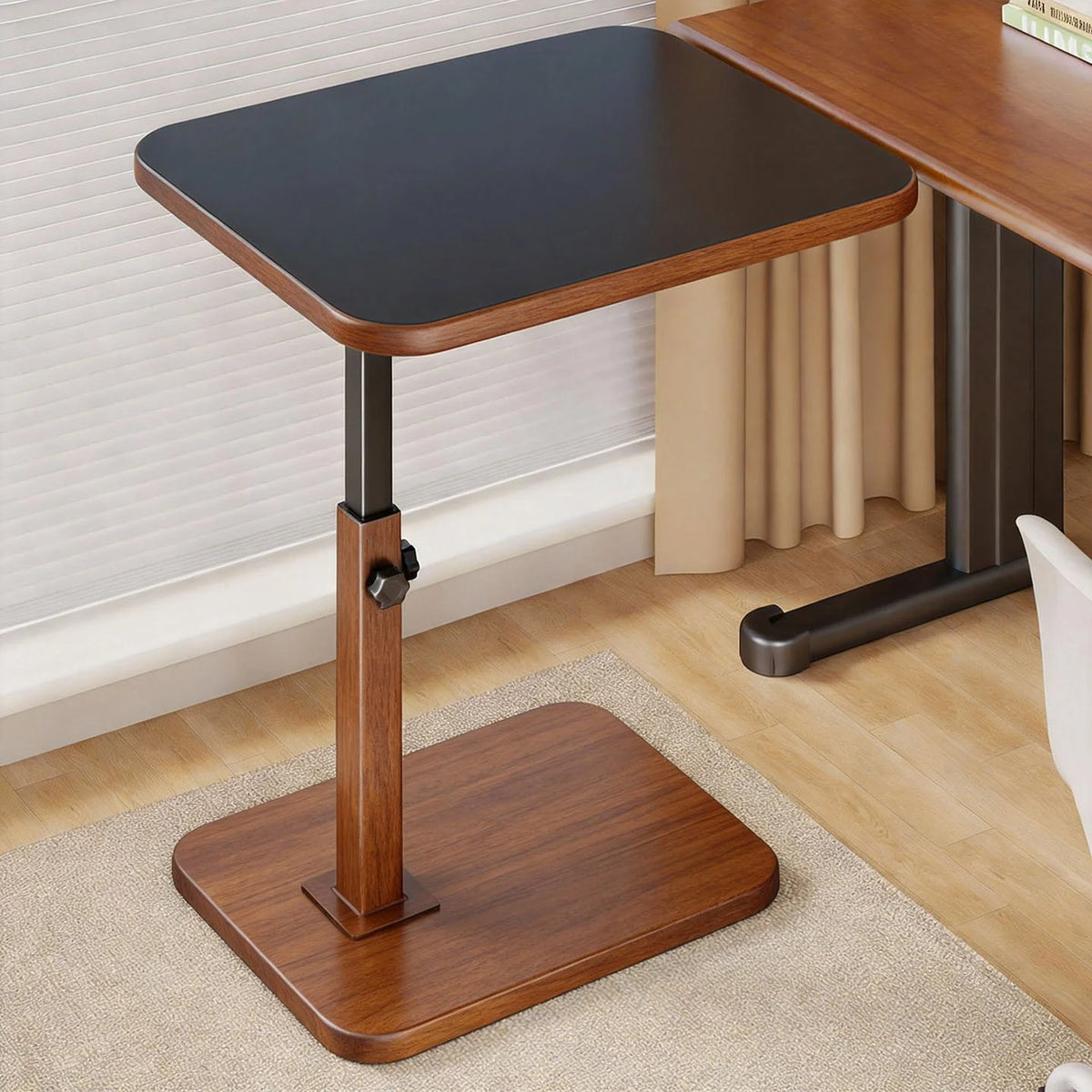 Side Table Adjustable Height Wood-Look Scratch-Resistant Top
