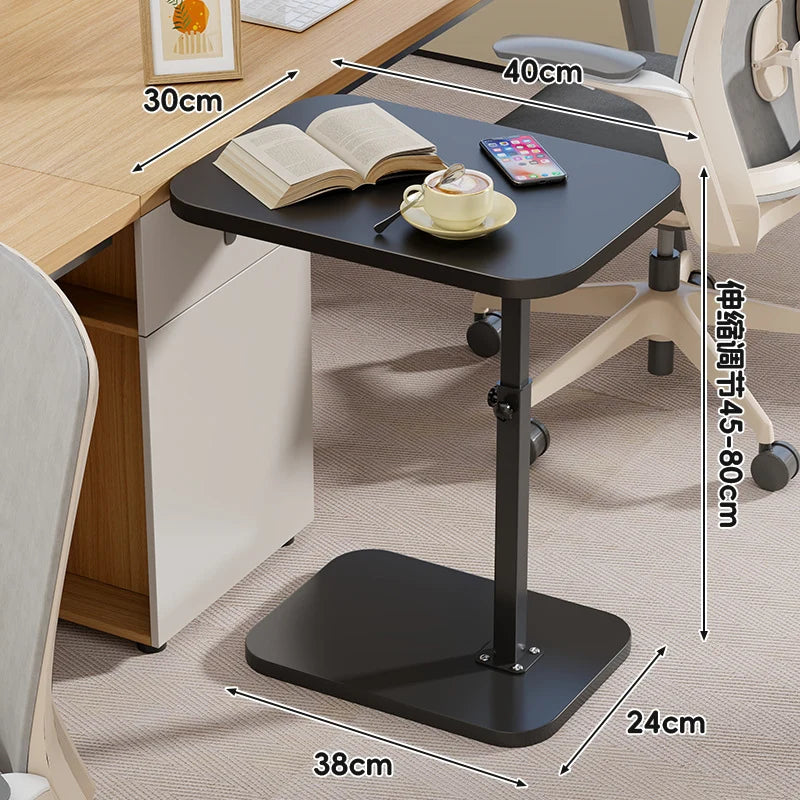 Side Table Adjustable Height Wood-Look Scratch-Resistant Top