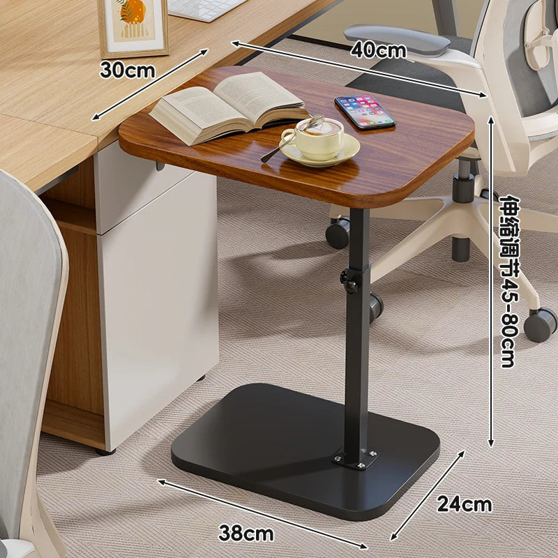 Side Table Adjustable Height Wood-Look Scratch-Resistant Top