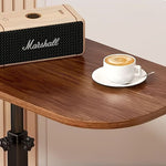 Side Table Adjustable Height Wooden Top Metal Frame