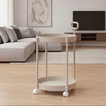 Side Table Two-Tier Rolling With Integrated Handle & Casters