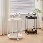 Side Table Two-Tier Rolling With Integrated Handle & Casters