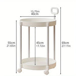 Side Table Two-Tier Rolling With Integrated Handle & Casters