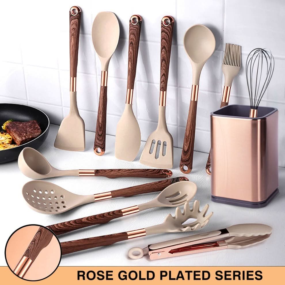 Silicone Cooking Utensil Set Heat-Resistant Dishwasher-Safe Set of 10